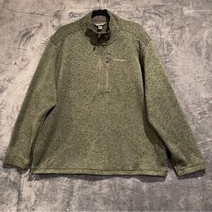 Eddie Bauer Men XXL Olive Green Quarter-Zip Pullover Fleece Performance Sweater